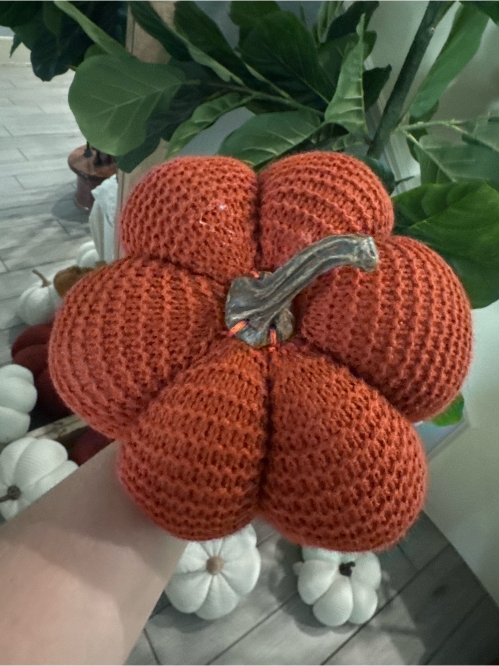 Handcrafted Orange Knit Pumpkin Accent - Home Accents